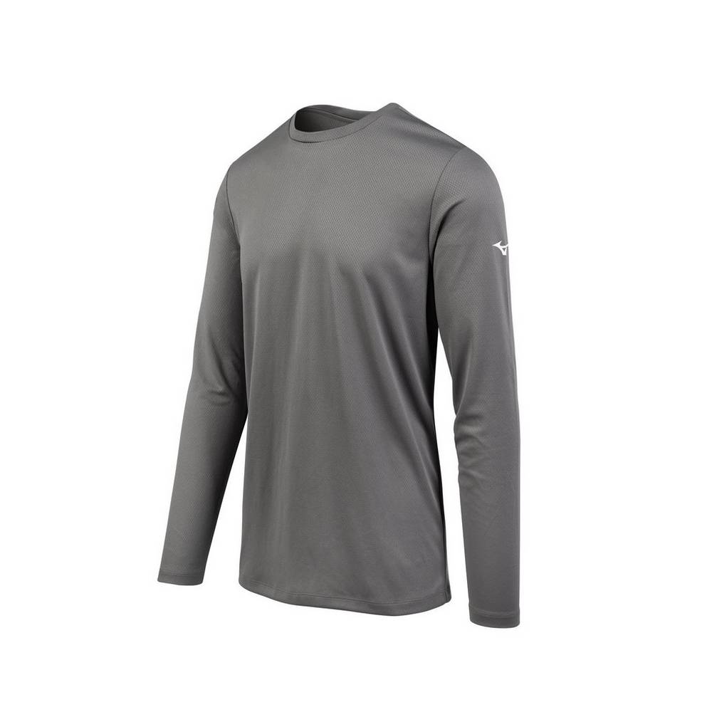 Maglietta Mizuno Long Sleeve Uomo - Grigie - 56190-MBHE